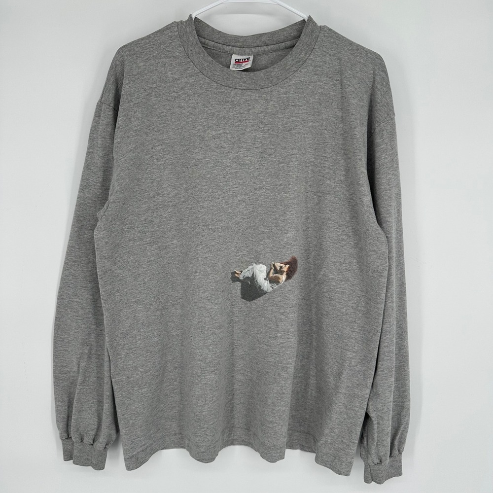 Vintage 90s Tori Amos Anvil Long Sleeve Graphic Tee Heather Gray XL Shirt USA